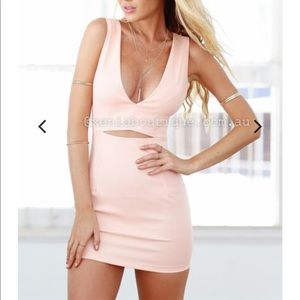 Xenia light pink bodycon cut out